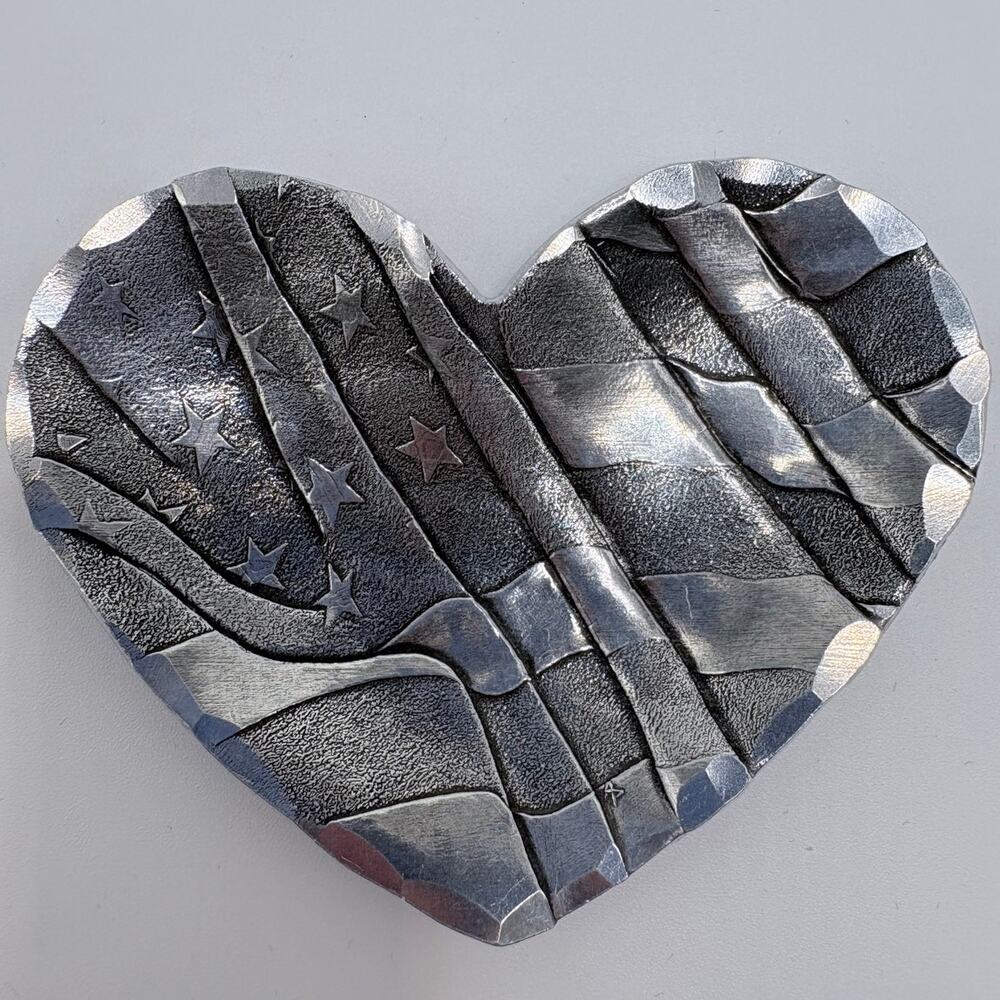 Wendell August Forge American Flag Heart-Shaped Trinket Dish